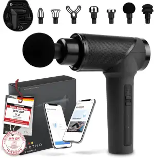 OrthoMechanik® 3.0 | OrthoGun | Hochwertige Massagepistole mit App & 7 Aufsätzen