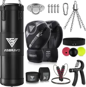 Boxsack Set für Erwachsene, 120cm schwere Boxsack mit 12oz Handschuhen, 5m Handv