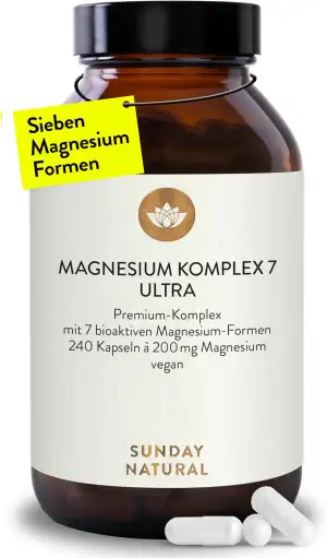 SUNDAY NATURAL® Magnesium Komplex – 240 Kapseln - 400mg pro Tag - aus 7 Verbindu