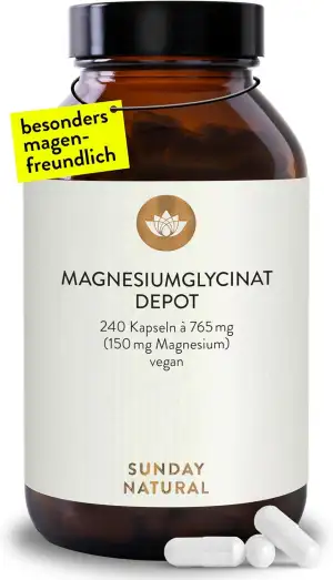 SUNDAY NATURAL® Magnesium Bisglycinat - 240 Kapseln - 300mg reines Magnesium pro