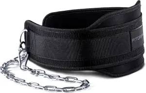 Fitgriff® Dip Gürtel mit Kette + 2 Karabiner, Dip Belt für Bodybuilding, Krafttr