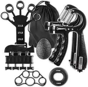 7-teiliges Griffkrafttrainer-Set, 2 verstellbare Unterarm-Widerstandsgriffe, 1 A