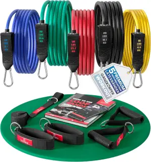 Resistance Bands Widerstandsband Set mit Trainings-eBook - Expander Tubes Bänder