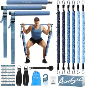ALongSong Fitnessbänder Set mit 6 Widerstandsbänder 20-180Lbs oder 20-240Lbs & P