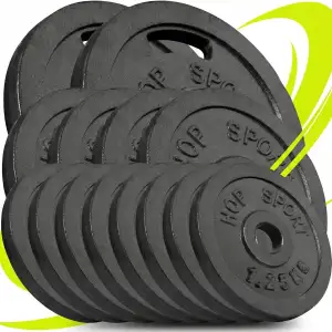 Hop-Sport Gusseisen Hantelscheiben Set 30 kg mit 31 mm Lochdurchmesser, ideal fü