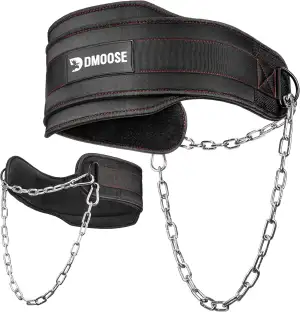 DMoose Dip-Gürtel für Kraftdreikampf mit 36" Stahl Kette - Weight Lifting Belt f