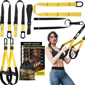 Schlingentrainer für Zuhause, Sling Trainer Set für Ganzkörpertraining mit Türan