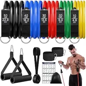 Fokky Fitnessbänder Resistance Bands Set, 5 Widerstandsbänder Expander Tube Band