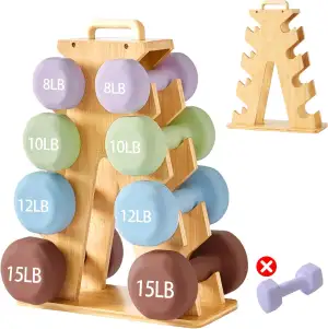 Holz-Hantelständer im A-Rahmen – 4-Etagen Gewichthalter für 3–7-kg Hanteln, Plat