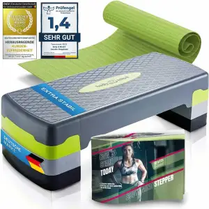 Body & Mind® Aerobic Steppbrett Stepper Step-Bench mit gratis Anti-Rutsch-Matte