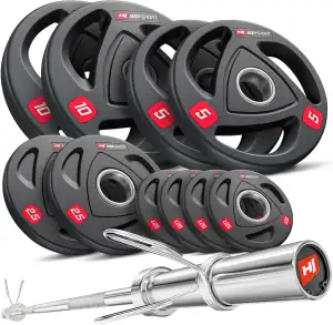Hop-Sport Olympia Hantelset 54kg mit Langhantelstange 50mm - Fitness Stange für
