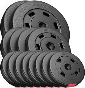 Hop-Sport Hantelscheiben Set 30 kg | Kunststoff Gewichtsscheiben|Bohrung Ø 30/31