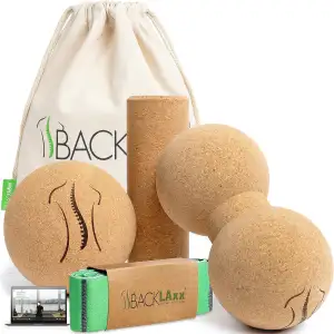 BACKLAXX ® Faszienrolle Set aus Kork – Faszienball und Massageball, Faszienrolle
